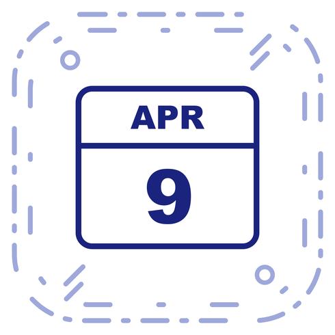 9 de abril Data em um calendário de dia único vetor