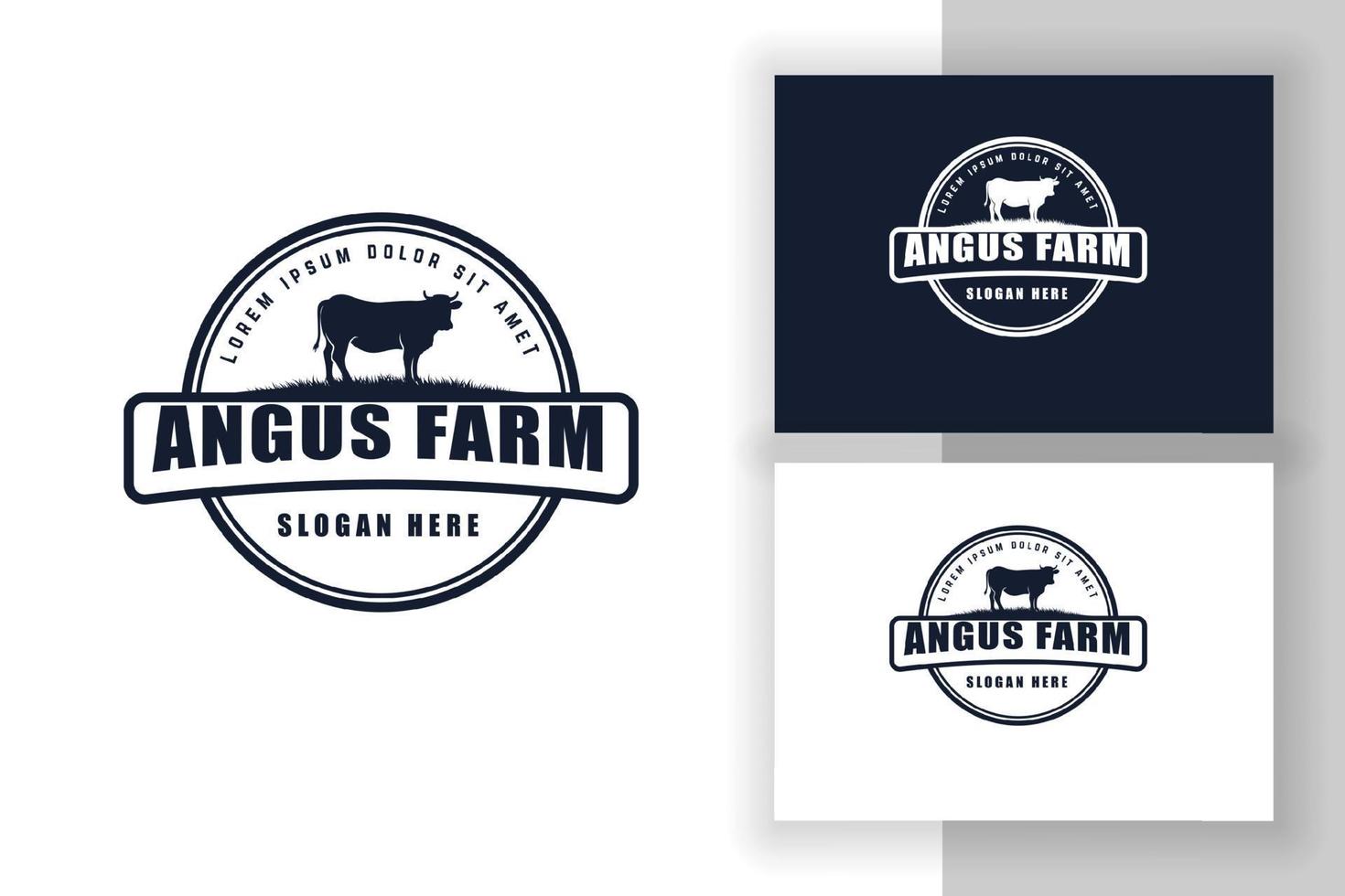 modelo de design de logotipo preto angus. ilustração em vetor fazenda de vacas.