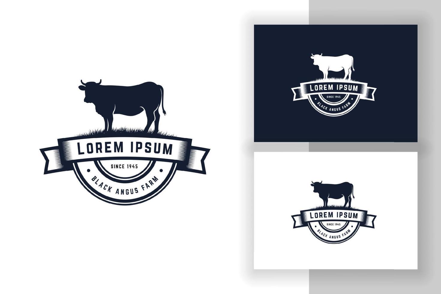 modelo de design de logotipo preto angus. ilustração em vetor fazenda de vacas.