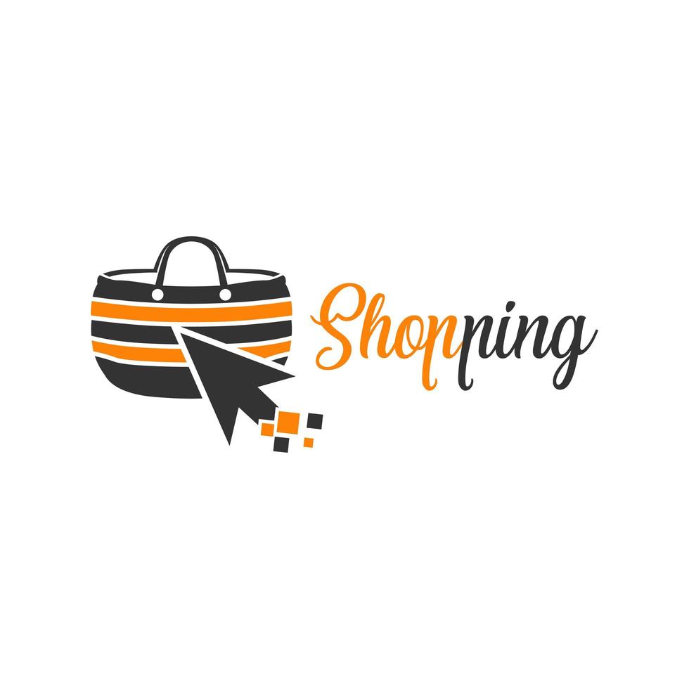 logo design de bolsa de compras online vetor