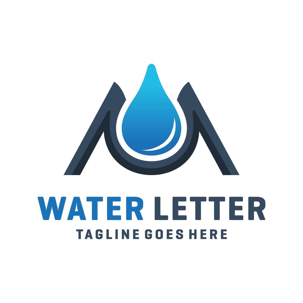 letra m design de logotipo de água vetor