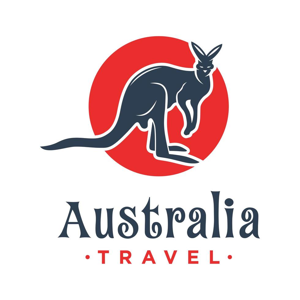 Projeto do logotipo do animal canguru com um círculo vetor