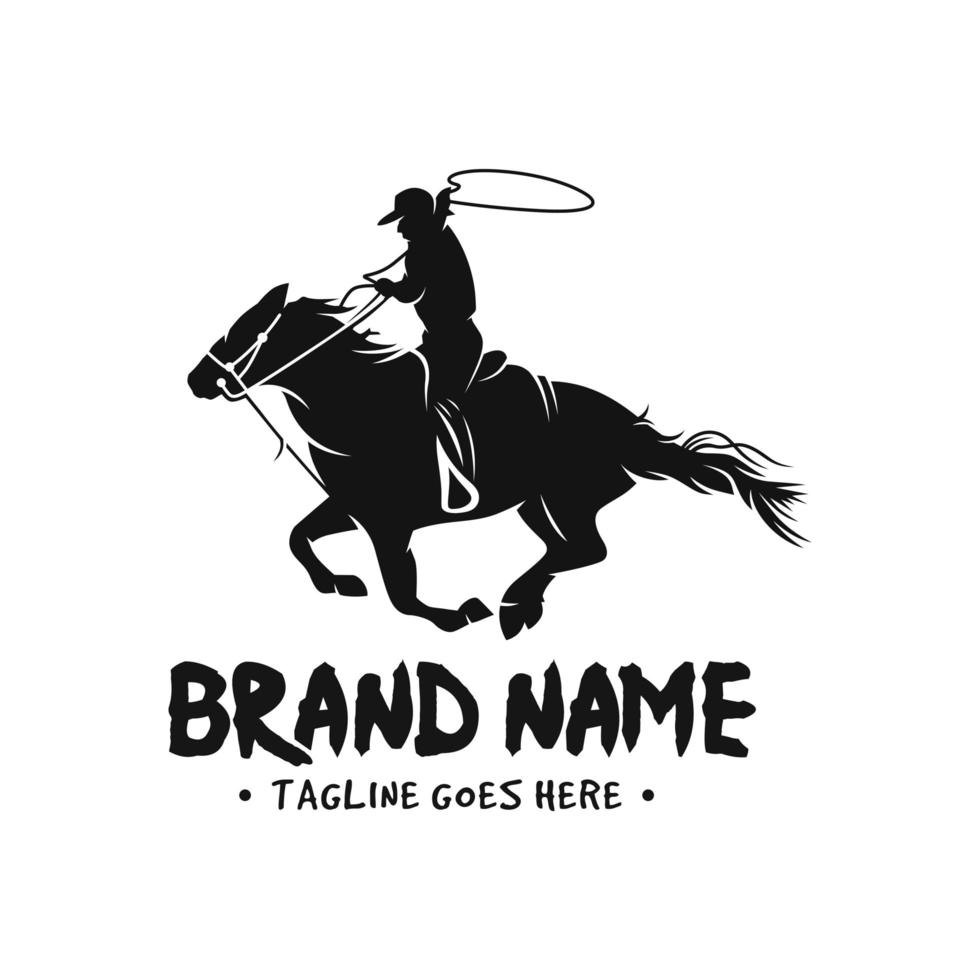 logotipo de cavalo e cowboy vetor