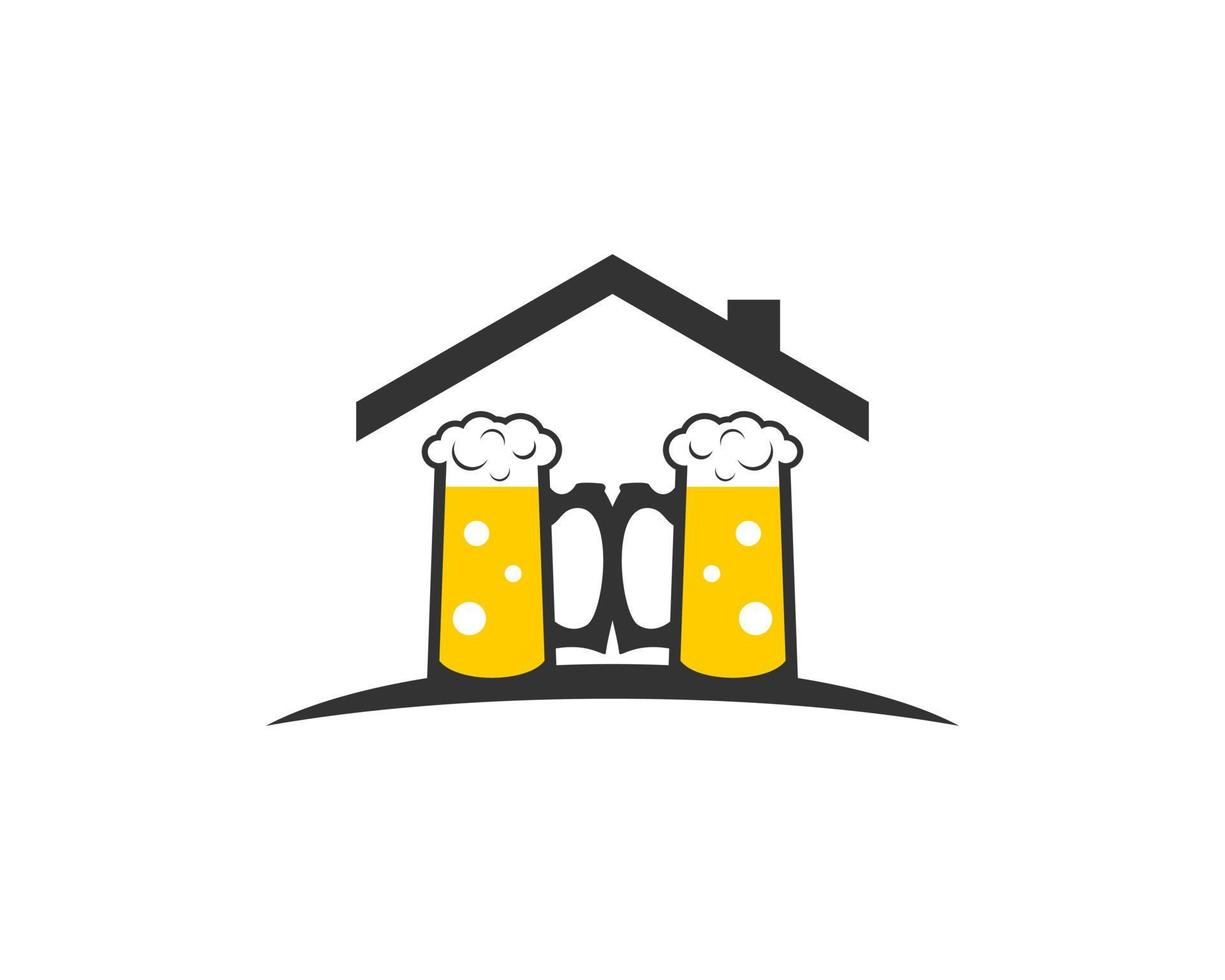 casa simples com dois copos de cerveja vetor