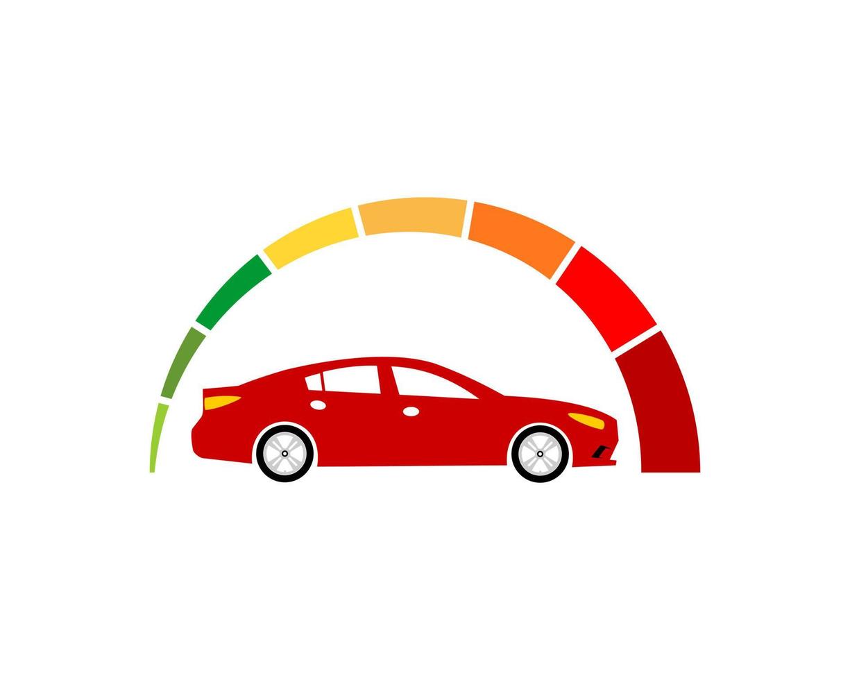 velocímetro com carro moderno dentro vetor