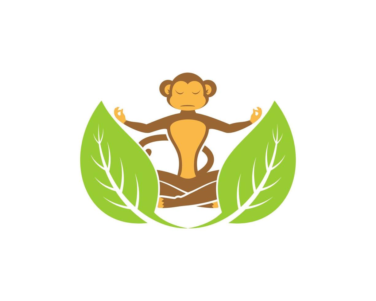 ioga de macaco de luxo com folha dupla vetor