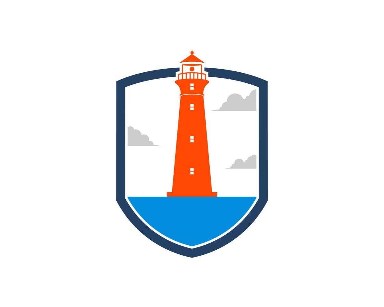 escudo com farol e mar vetor