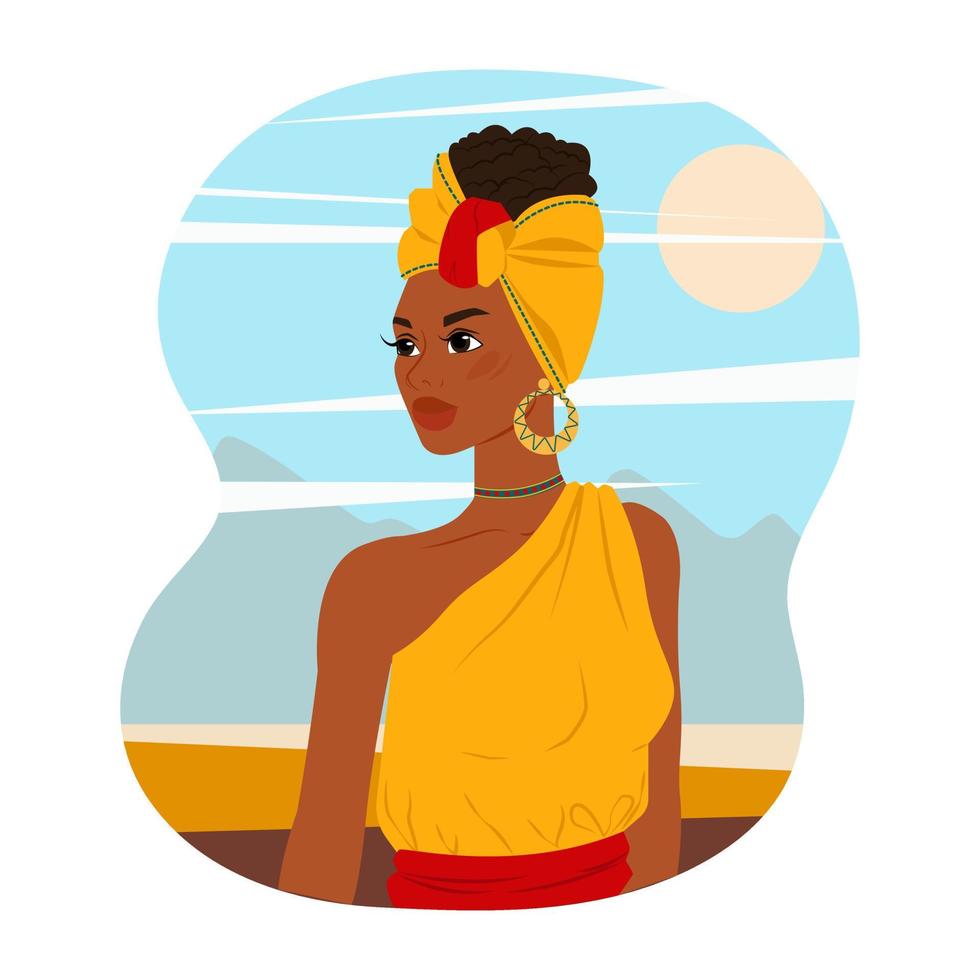 mulher tanzânia em estilo simples. mulher negra com roupas nacionais. ilustração vetorial vetor