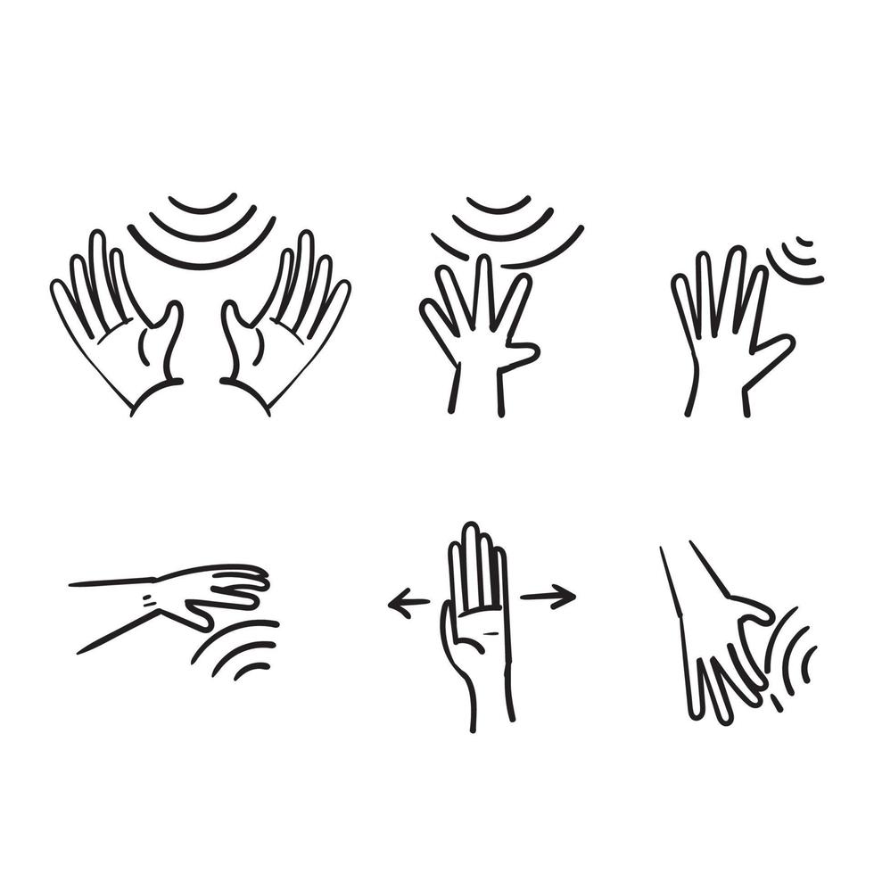 mão desenhada doodle sensor de sinal de mão ilustração vetorial de gesto vetor