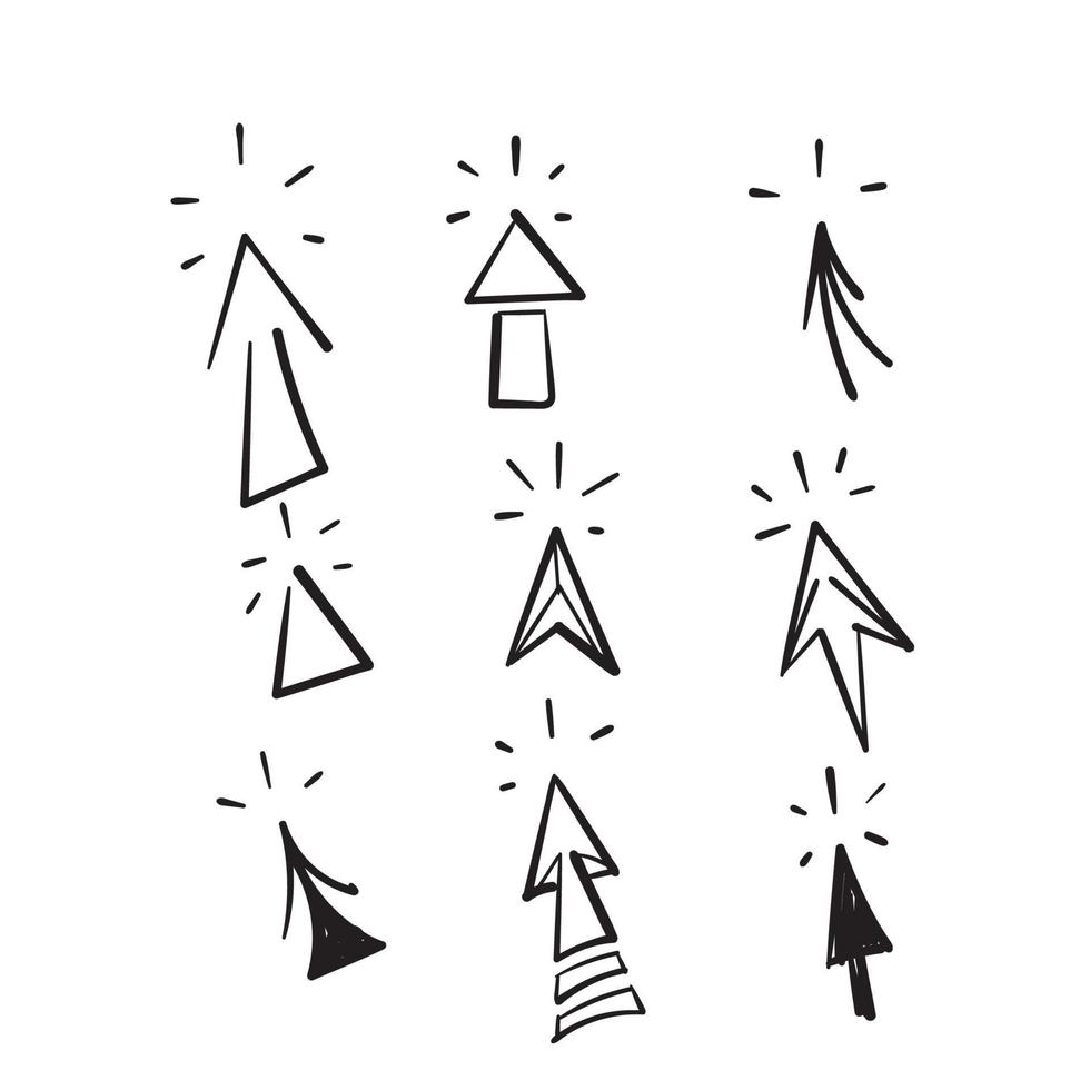 ilustração vetorial de ícone de cursor de doodle desenhado à mão vetor