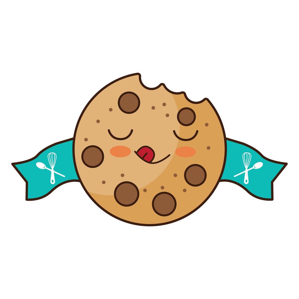 modelo de design de logotipo de ilustração de personagem de cookie kawai vetor