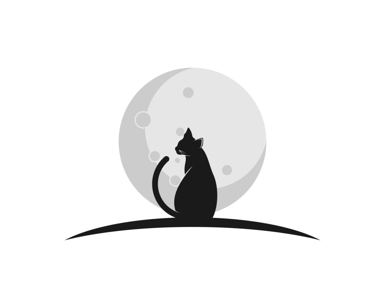 gato com lua atrás vetor