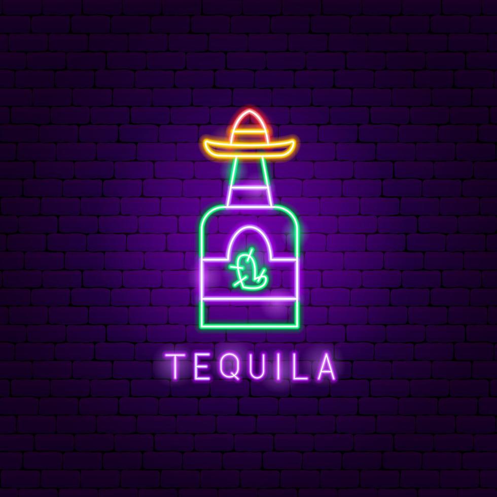 etiqueta tequila neon vetor