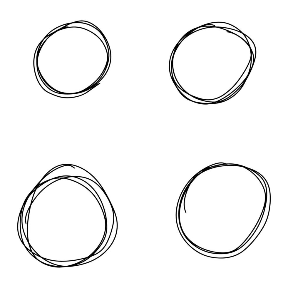 o quadro do doodle é redondo. um círculo desenhado à mão. graffiti aleatório. um conjunto de ilustração redonda de frames.vector vetor