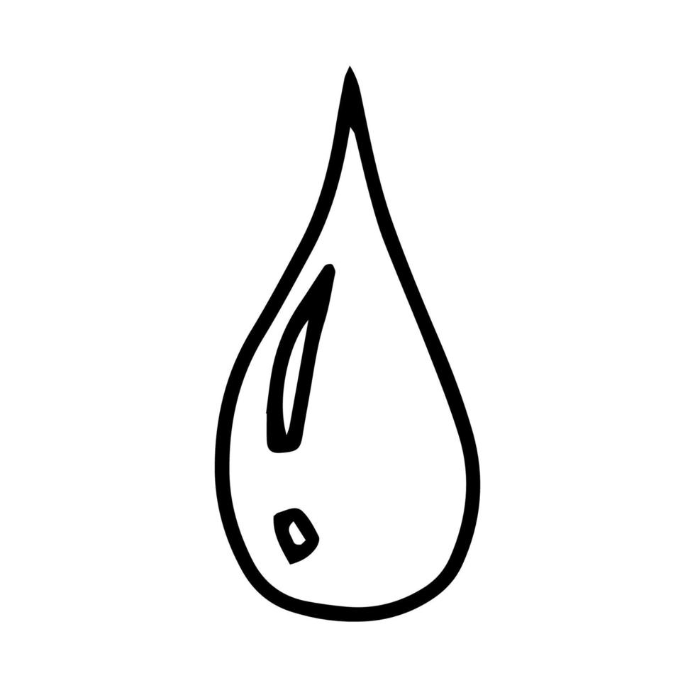 uma gota de água desenhada no doodle style.outline, desenhando à mão.monochrome.a única gota. ilustração em vetor