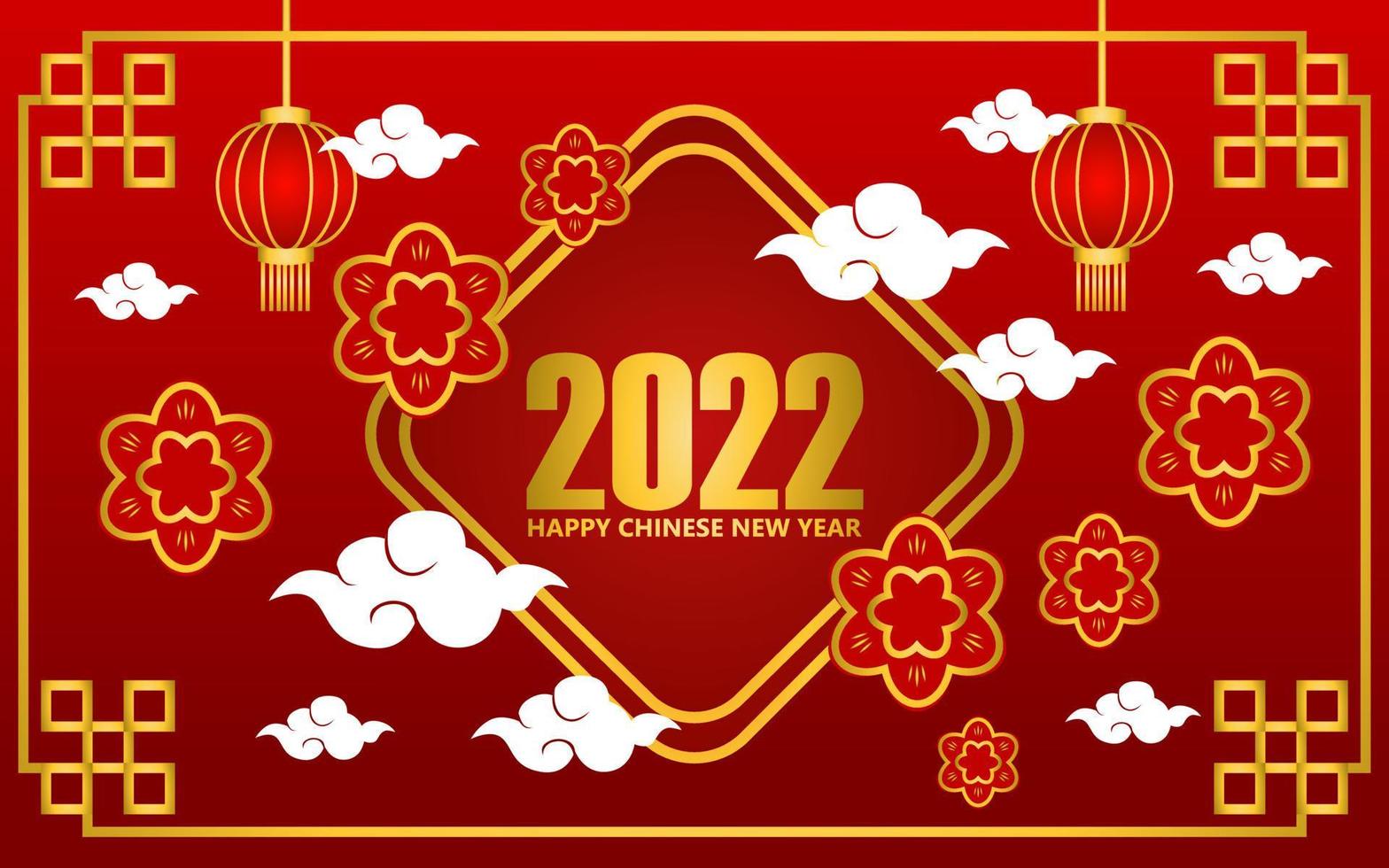 ano novo chinês 2022 saudando o projeto do plano de fundo na cor vermelha. designs para banners e capas. desenho de ornamento chinês vetor