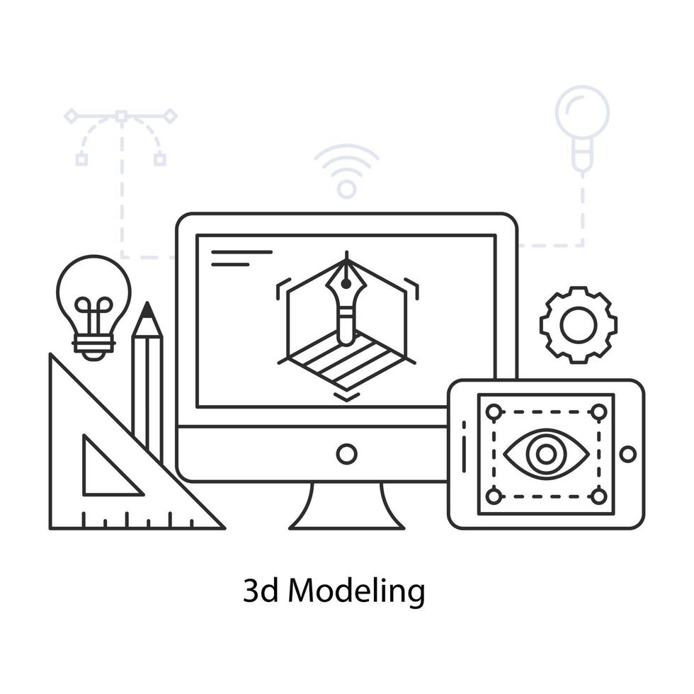 uma ilustração de design editável de modelagem 3d vetor