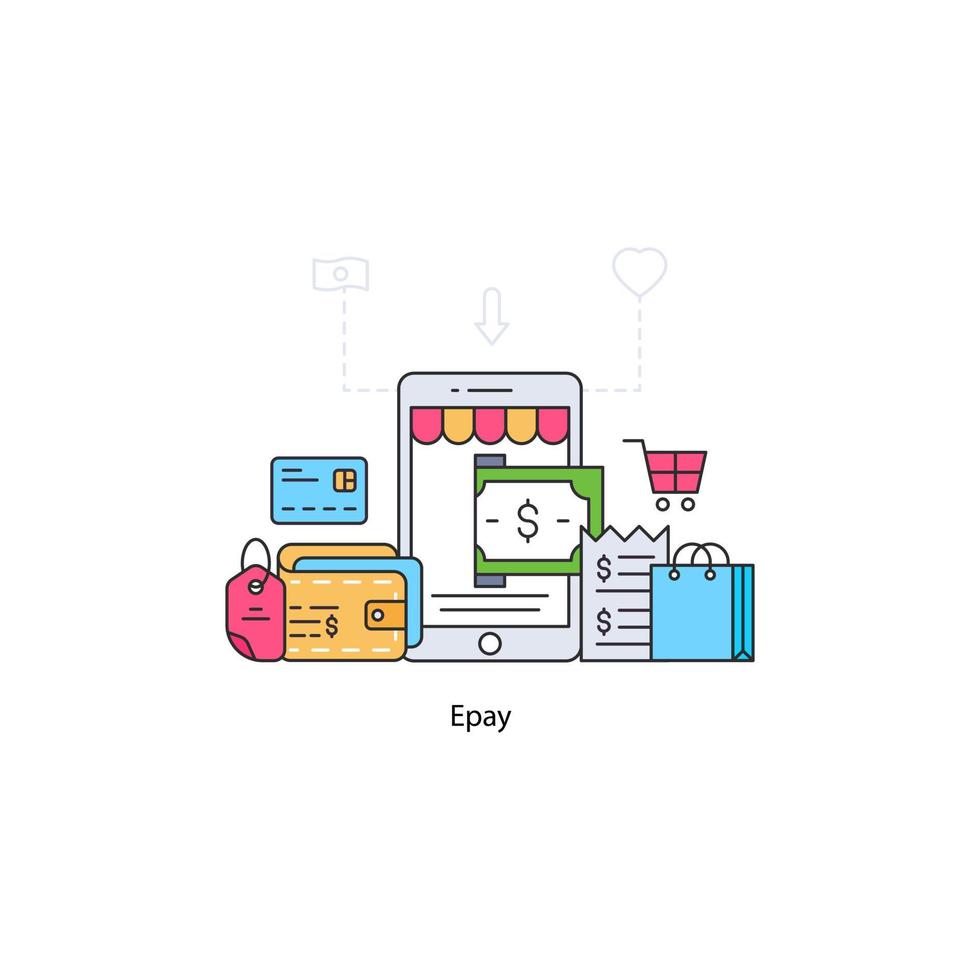 nota dentro do smartphone denotando conceito de epay vetor