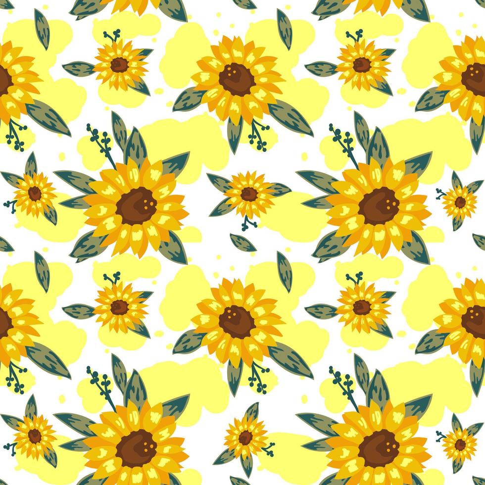 padrão sem emenda de flores amarelas sobre fundo branco. ilustração vetorial. vetor