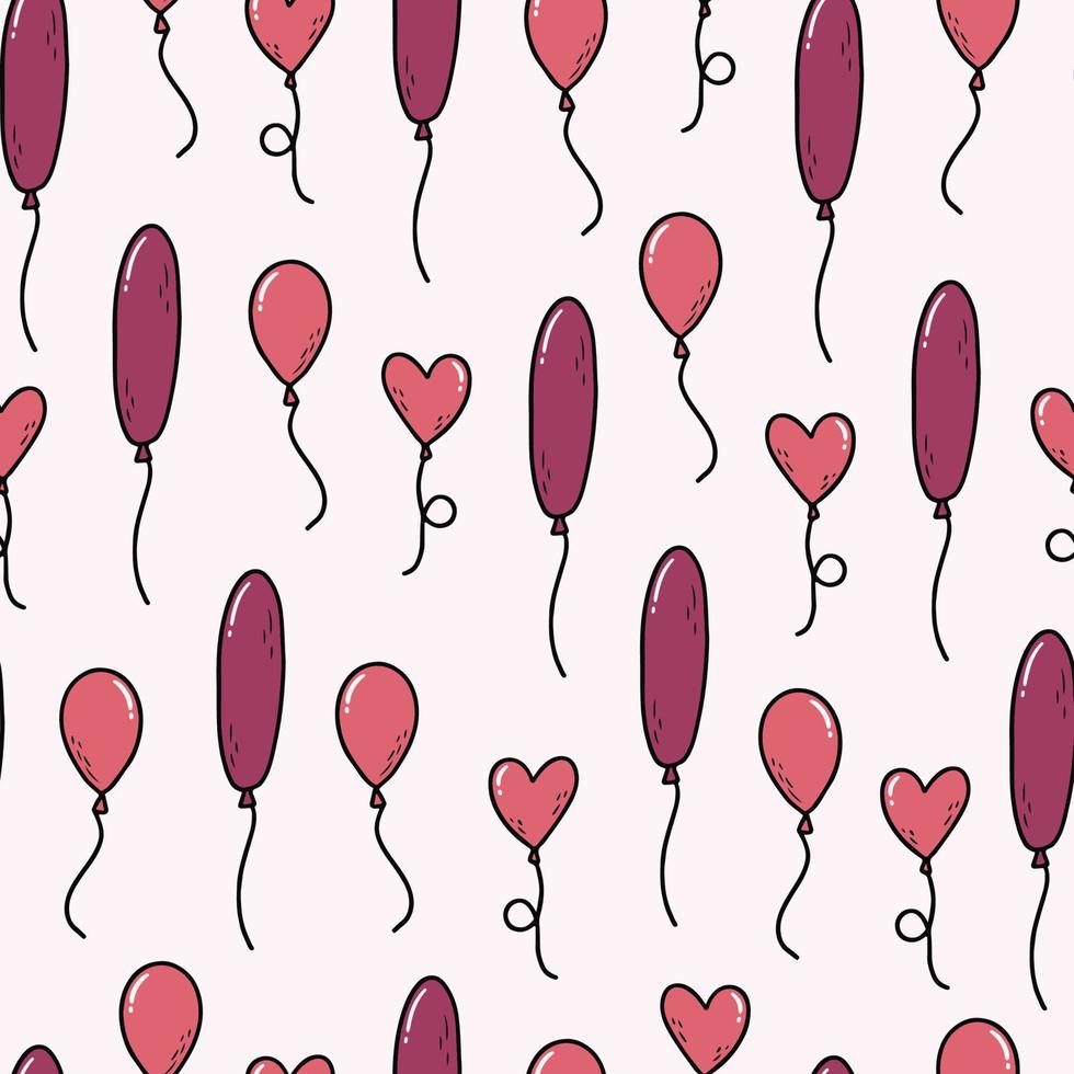 padrão sem emenda com balões rosa de diferentes formas para papel de embrulho, papel de parede, estampas têxteis, álbum de recortes, papelaria, etc. aniversário, tema do dia dos namorados. eps 10 vetor