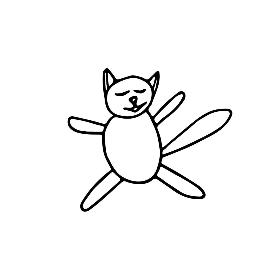 mão de gato bonito desenhada em estilo doodle. elemento para o cartão do projeto, adesivo, cartaz, ícone. engraçado, animal, gatinho de estimação vetor