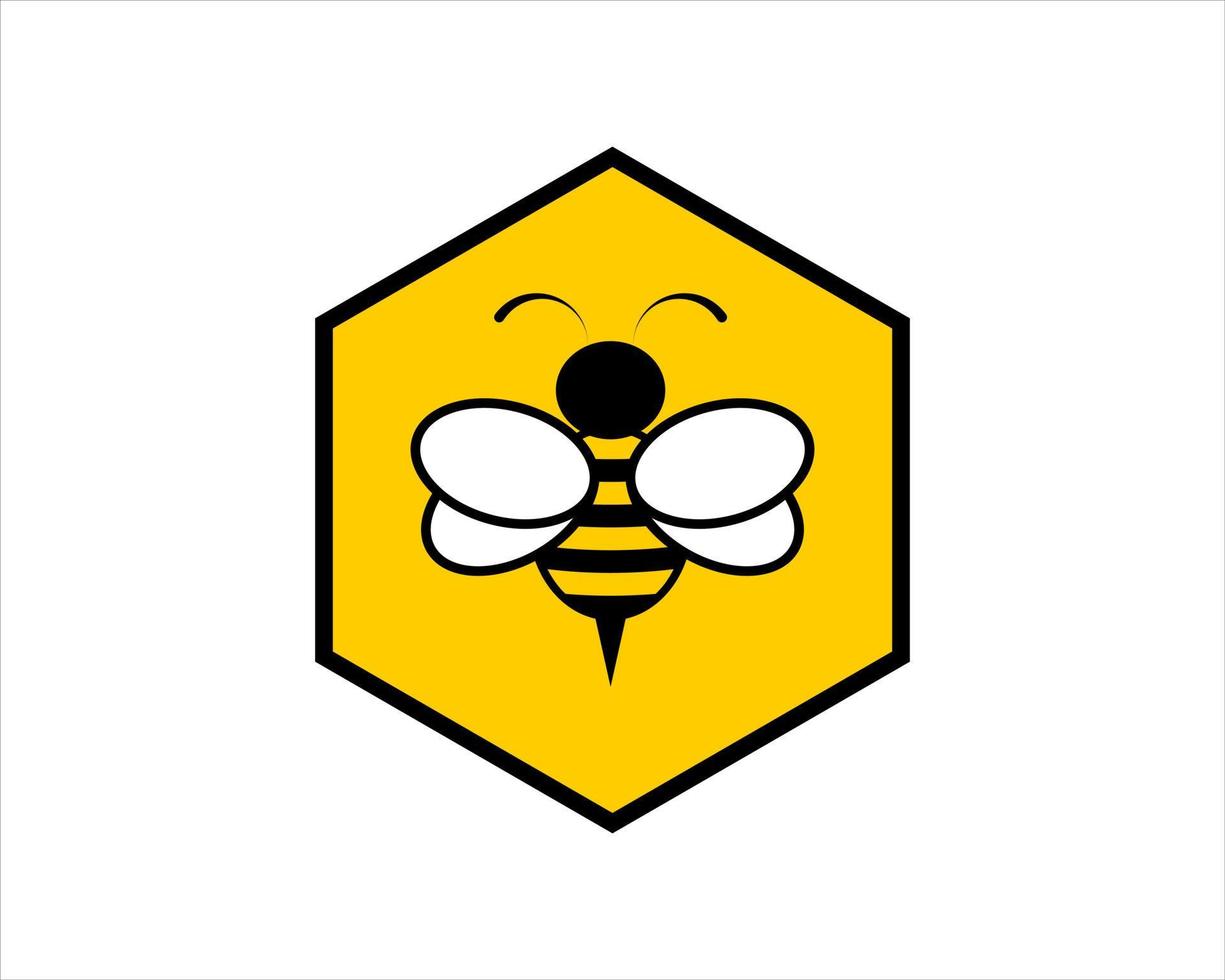 forma hexagonal amarela com abelha dentro vetor