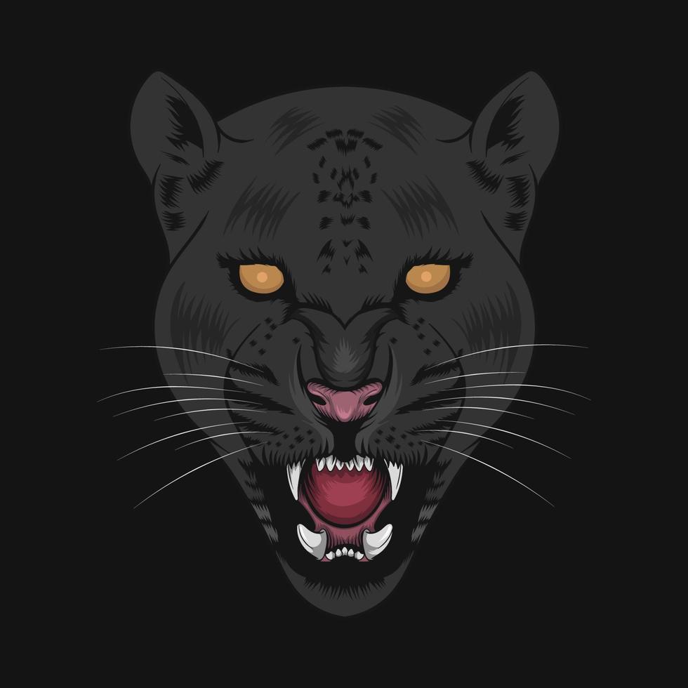 ilustração em vetor rosto animal jaguar preto
