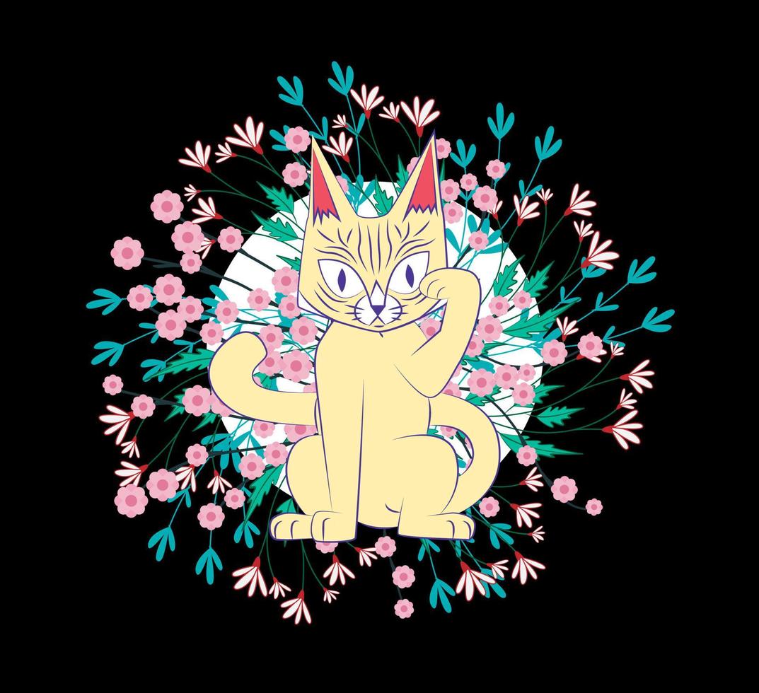 O design da ilustração do gato para sukajan é um pano tradicional do Japão ou uma camiseta com bordado digital desenhado à mão camisetas femininas verão casual manga curta hip hop camiseta streetwear vetor