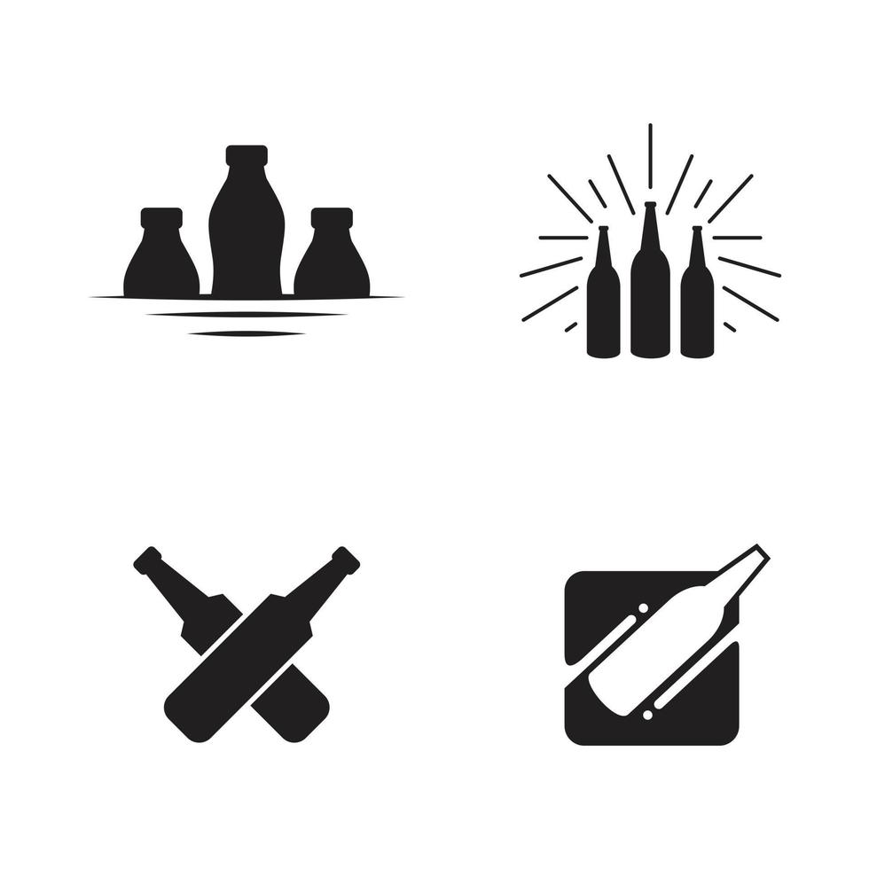conjunto de design de logotipo de ícone de garrafa vetor