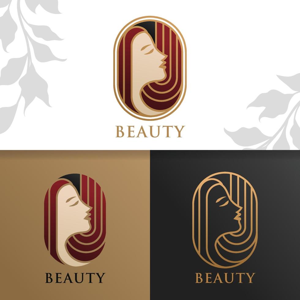 modelo de logotipo de beleza mulher elegante vetor premium