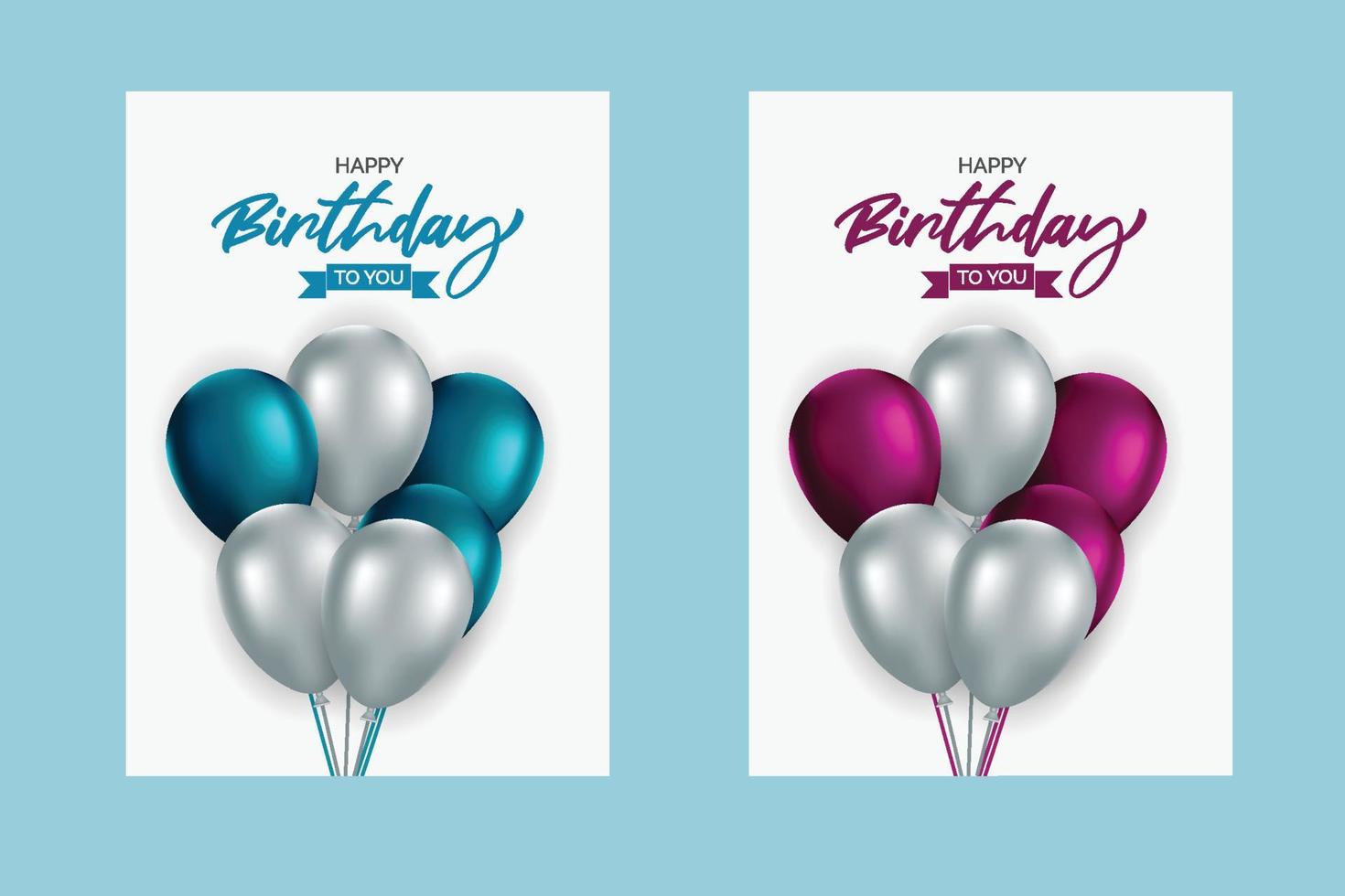 cartão de feliz aniversário com balões vermelhos azuis vetor