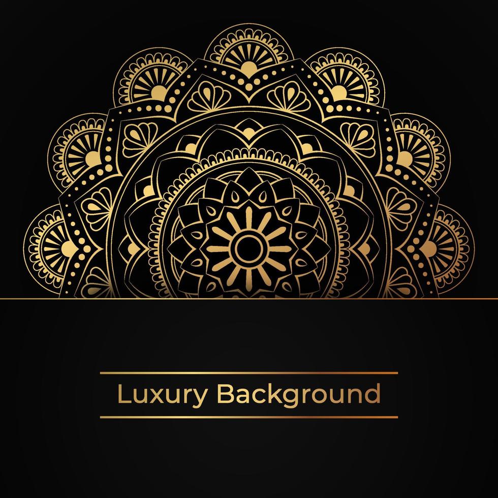 fundo de mandala de luxo. estilo oriental islâmico árabe mandala decorativa decorativa circular para cartão de casamento, cartaz, capa, banner na cor ouro. ilustração vetorial vetor