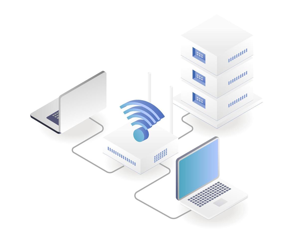 transmissor wi-fi com rede de computador servidor vetor