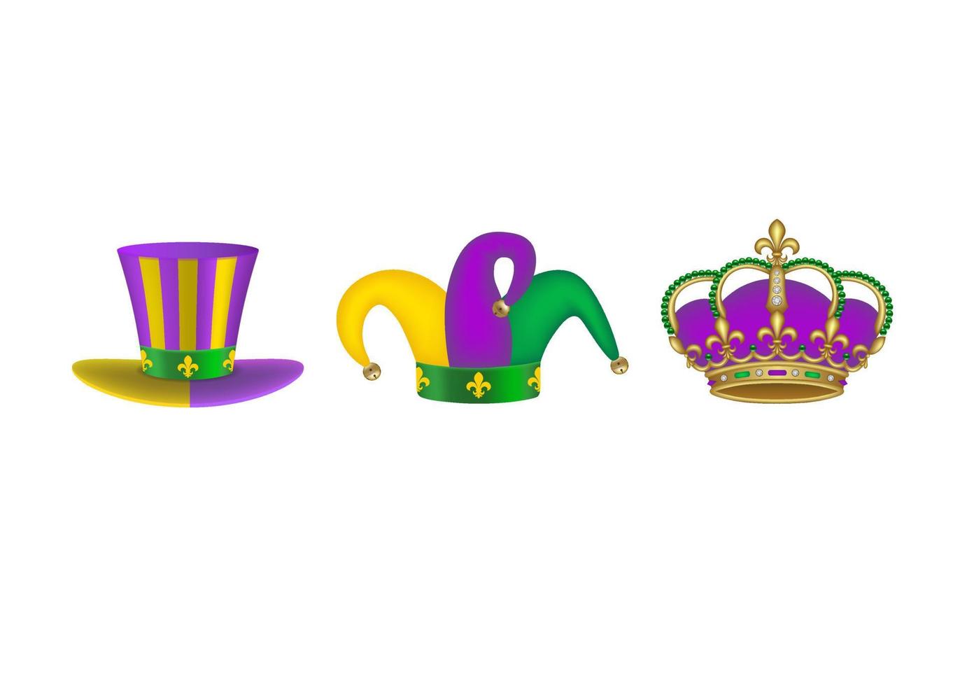 conjunto de chapéus mardi gras isolados vetor