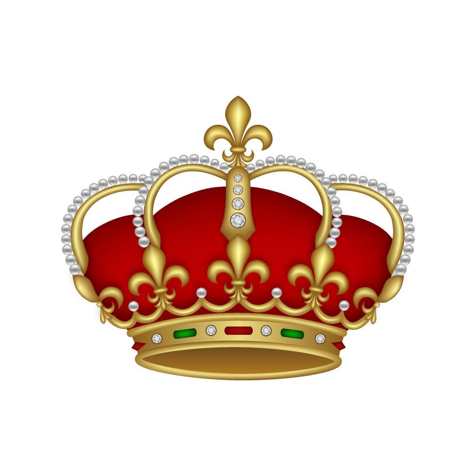 ilustração isolada da coroa real. coroa de ouro com diamantes e pedras preciosas vetor