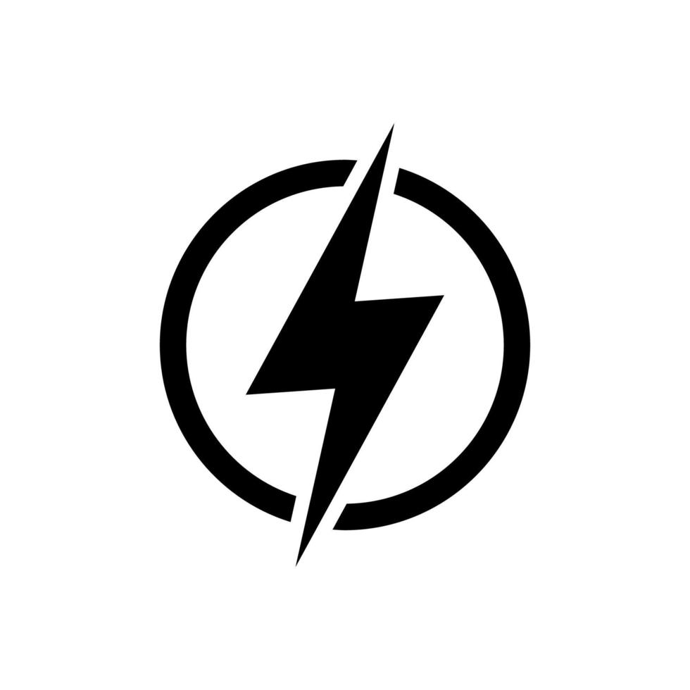 relâmpago, elemento de design de logotipo de vetor de energia elétrica. conceito de símbolo de eletricidade de energia e trovão. sinal de relâmpago no círculo. modelo de emblema de vetor de flash. logotipo de alta velocidade