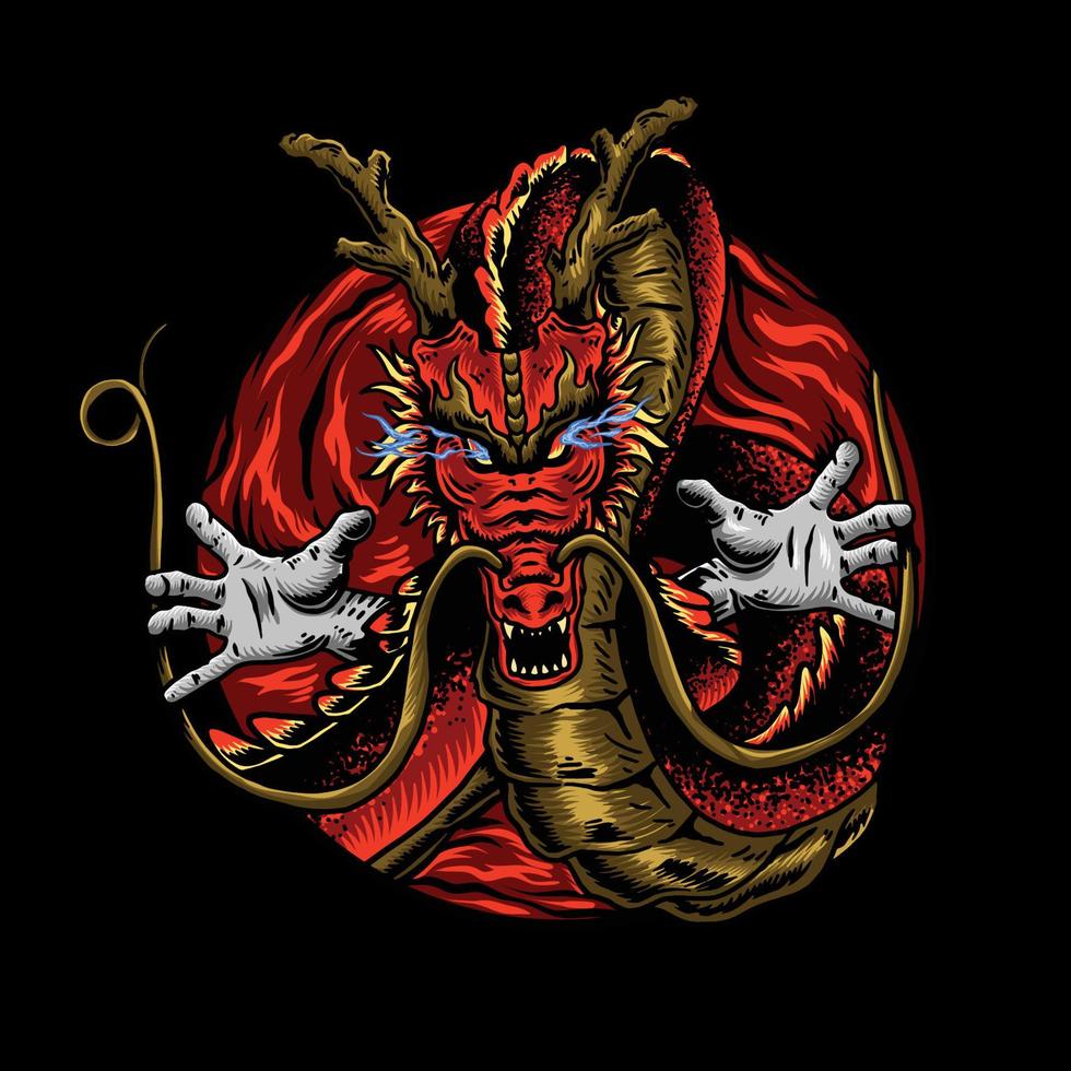 ilustração vetorial dragão vermelho vetor