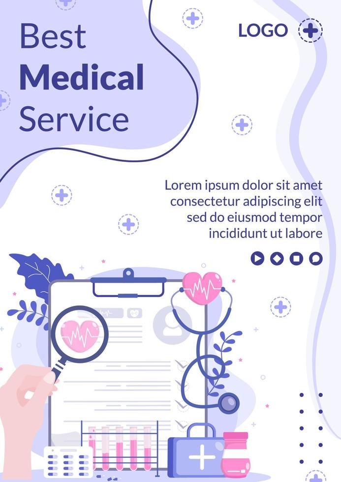 modelo de folheto de check-up médico ilustração de design plano de saúde editável de fundo quadrado para mídia social, cartão de felicitações ou web vetor