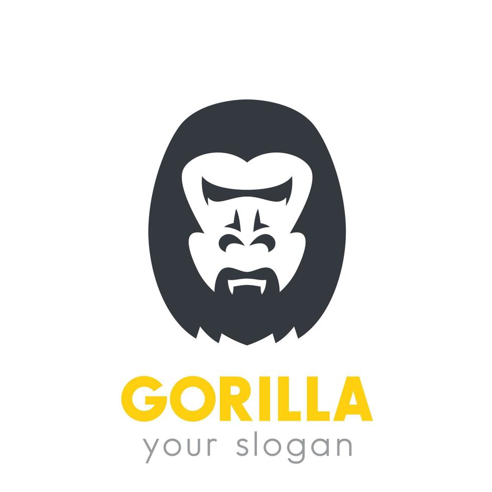 Elemento do logotipo da cabeça do gorila sobre o branco, ilustração vetorial vetor