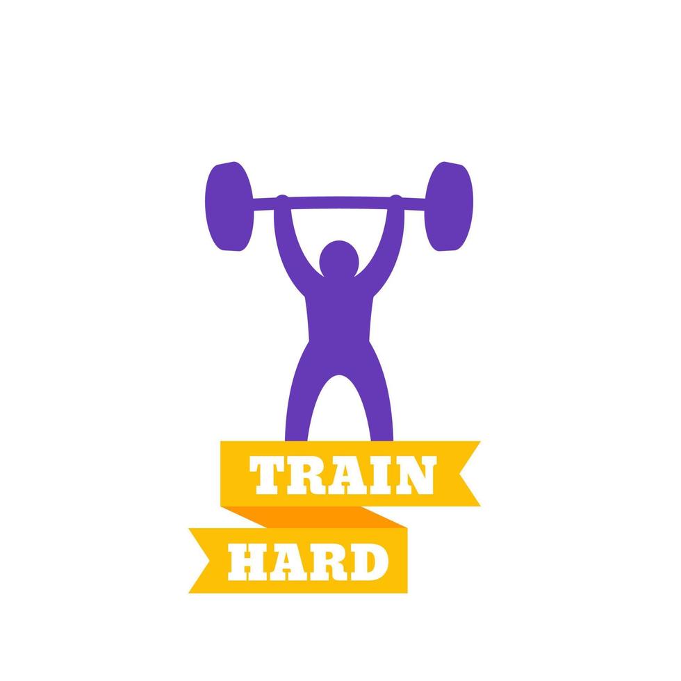 emblema de vetor de treinamento de ginástica, treinar duro