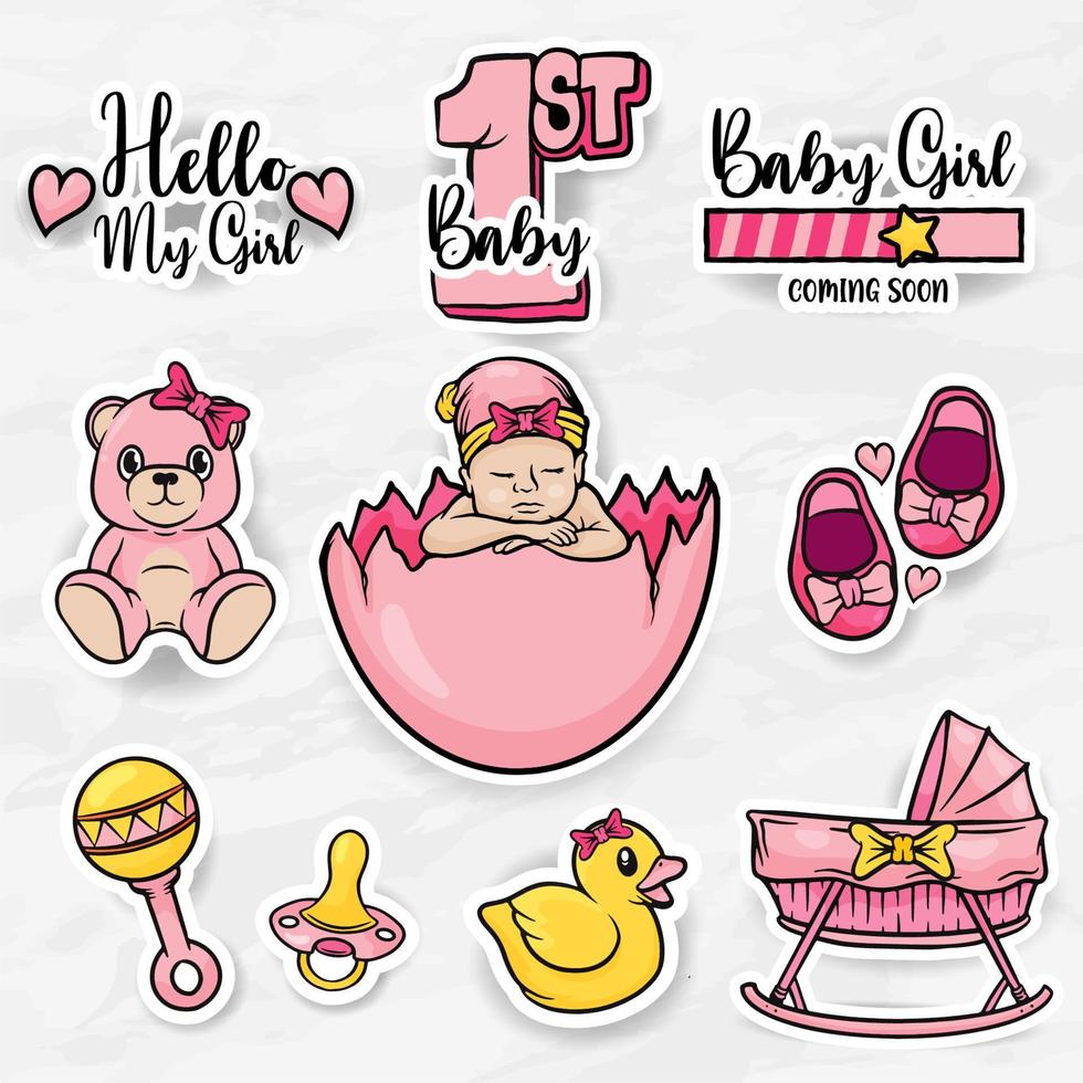 Conjunto de adesivos para bebês mãe segurando coleção de clip art para bebês vetor