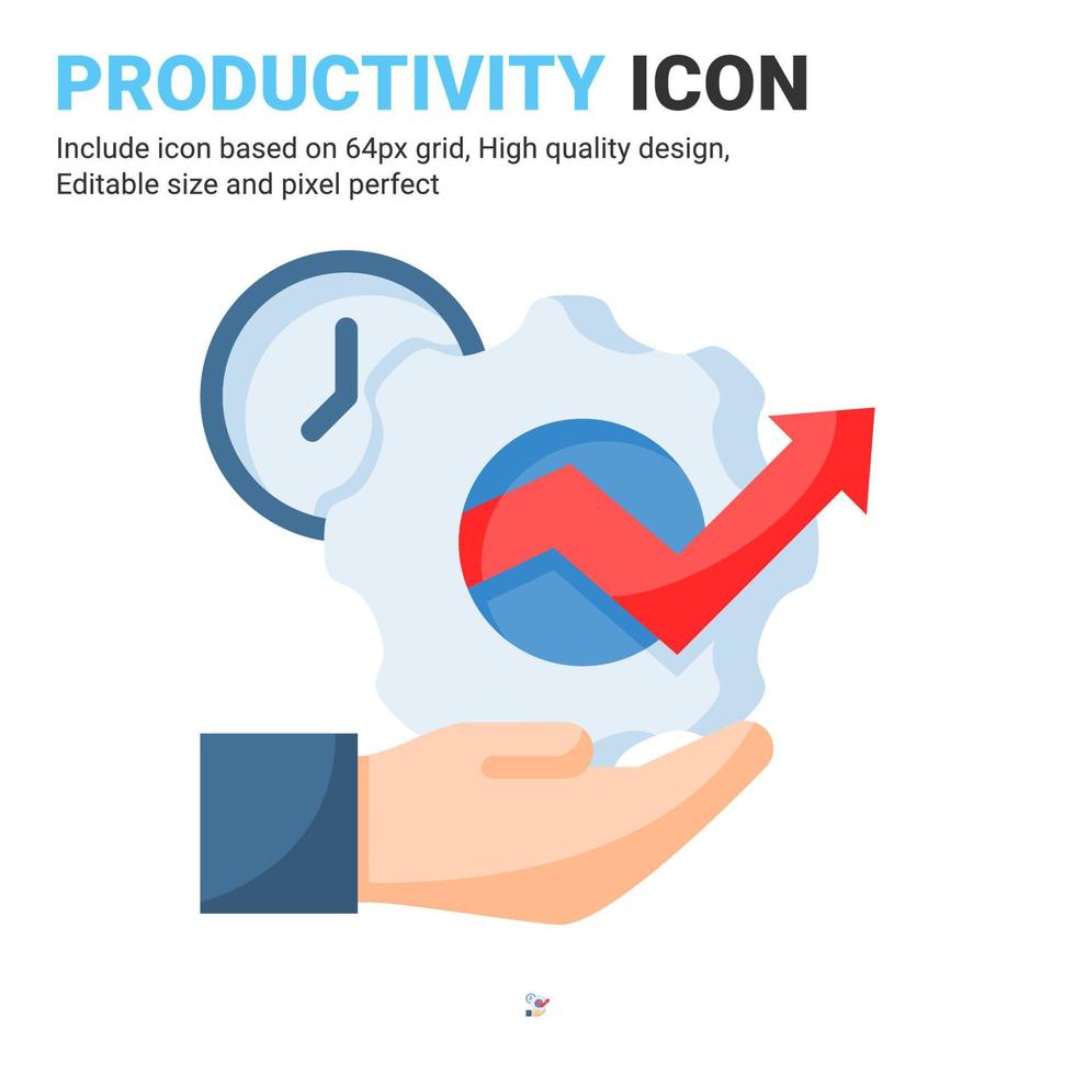 vetor de ícone de produtividade com estilo de cor lisa isolado no fundo branco. ilustração vetorial conceito de ícone de símbolo de sinal de progresso para negócios, finanças, indústria, empresa, aplicativos, web e projeto