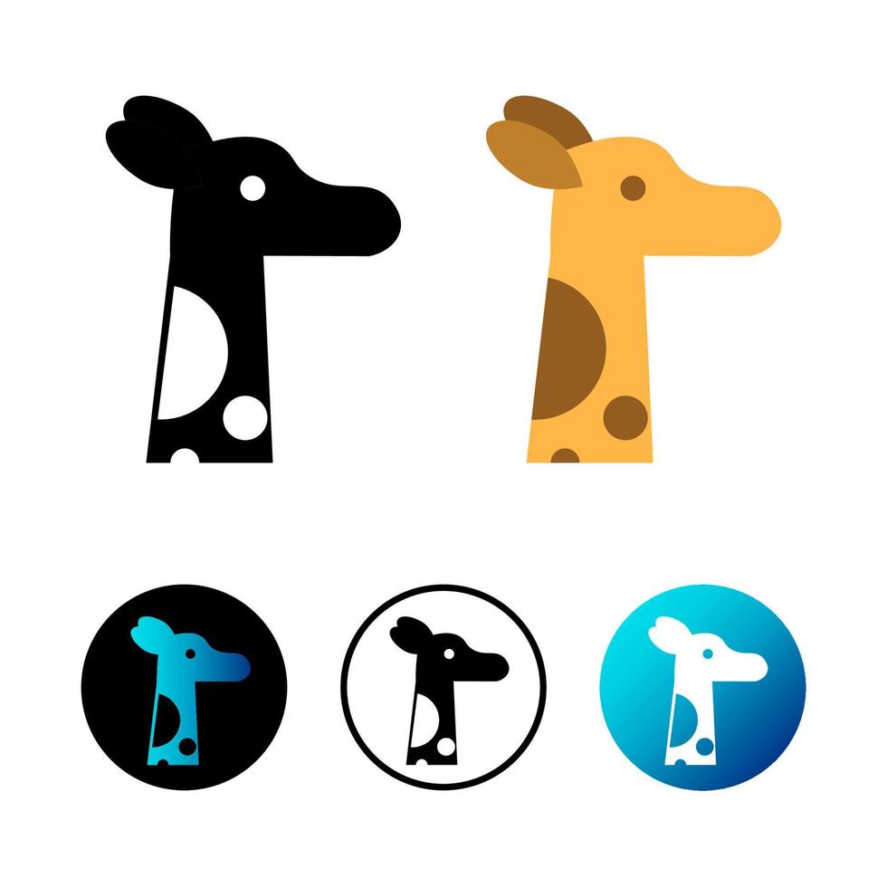 ilustração do ícone de cabeça de girafa plana vetor