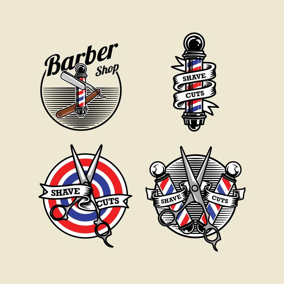 logotipo vintage para barbearia. ilustração vetorial artesanal vetor