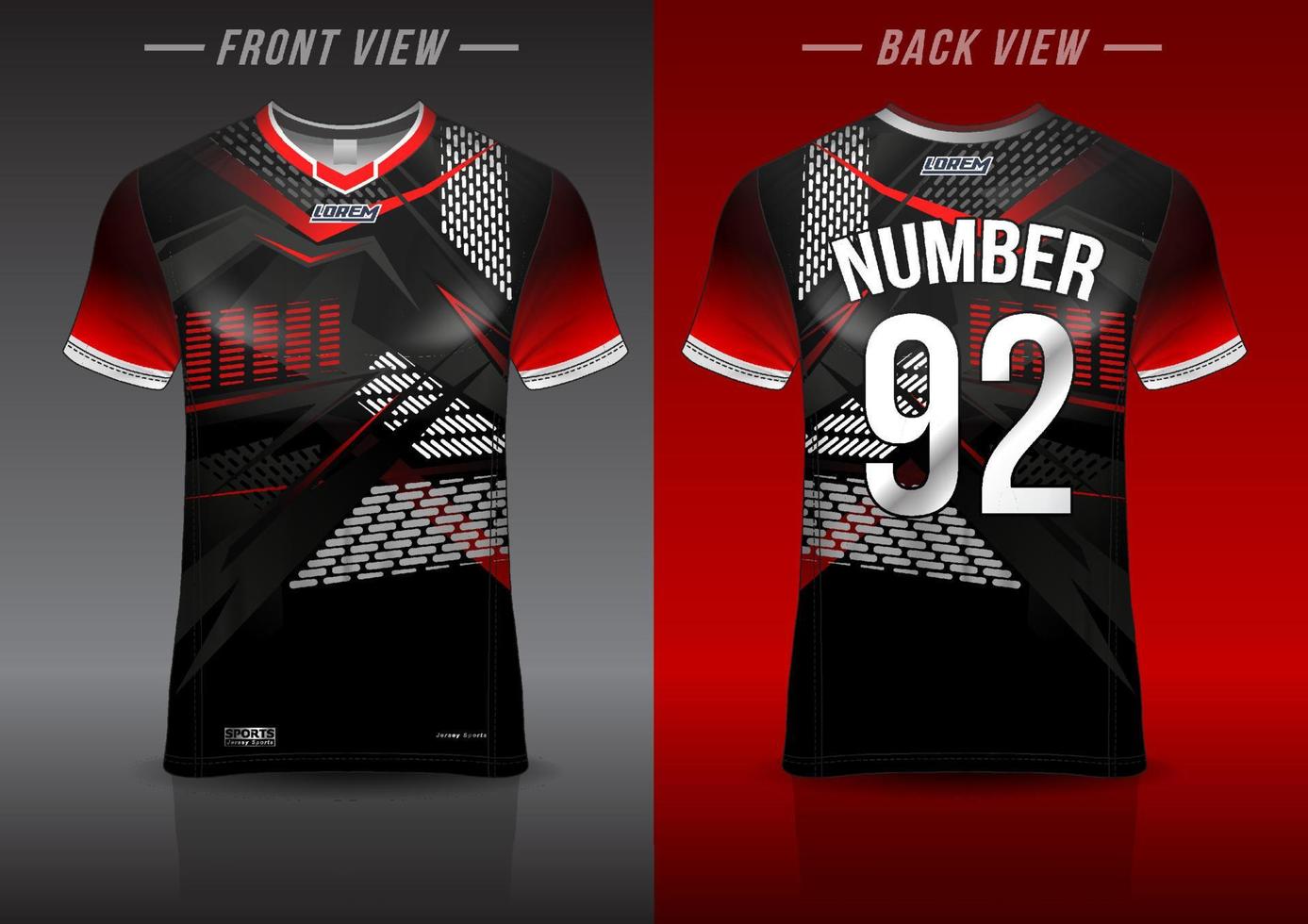 modelo de design de camisa de esporte de jersey para o esporte de futebol, basquete, uniforme em execução na vista frontal, vista traseira. vetor de maquete de camisa, design muito simples e fácil de personalizar