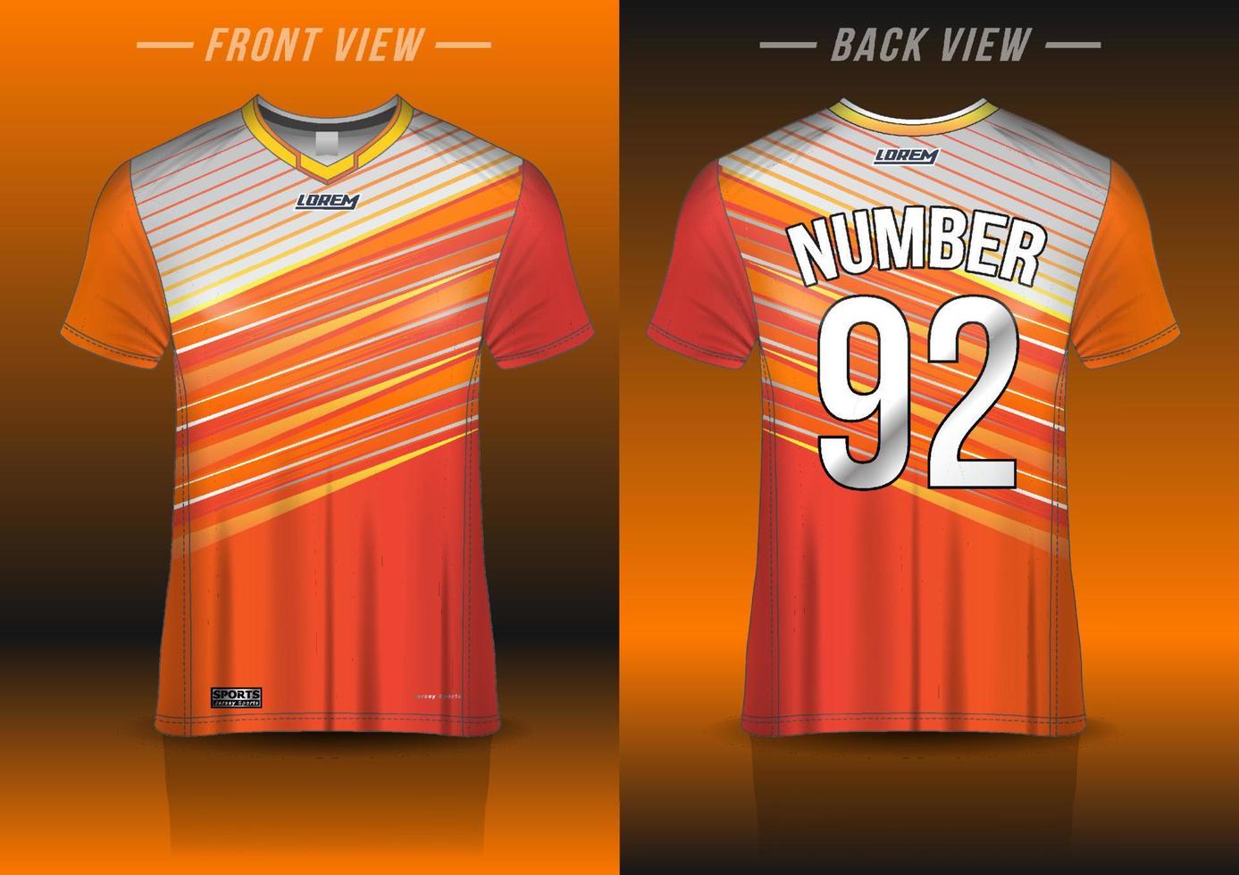 modelo de design de camisa de esporte de jersey para o esporte de futebol, basquete, uniforme em execução na vista frontal, vista traseira. vetor de maquete de camisa, design muito simples e fácil de personalizar