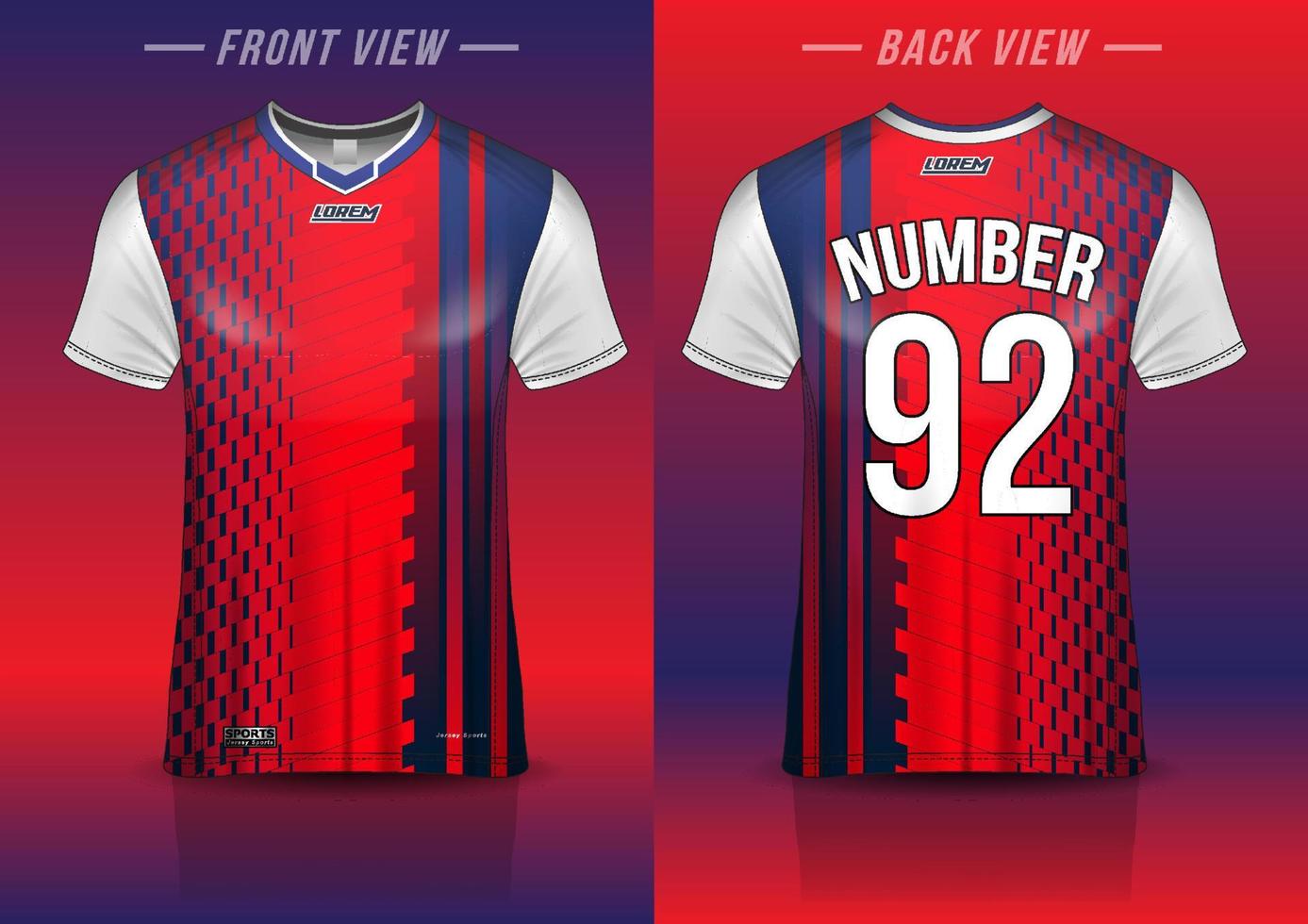 modelo de design de camisa de esporte de jersey para o esporte de futebol, basquete, uniforme em execução na vista frontal, vista traseira. vetor de maquete de camisa, design muito simples e fácil de personalizar