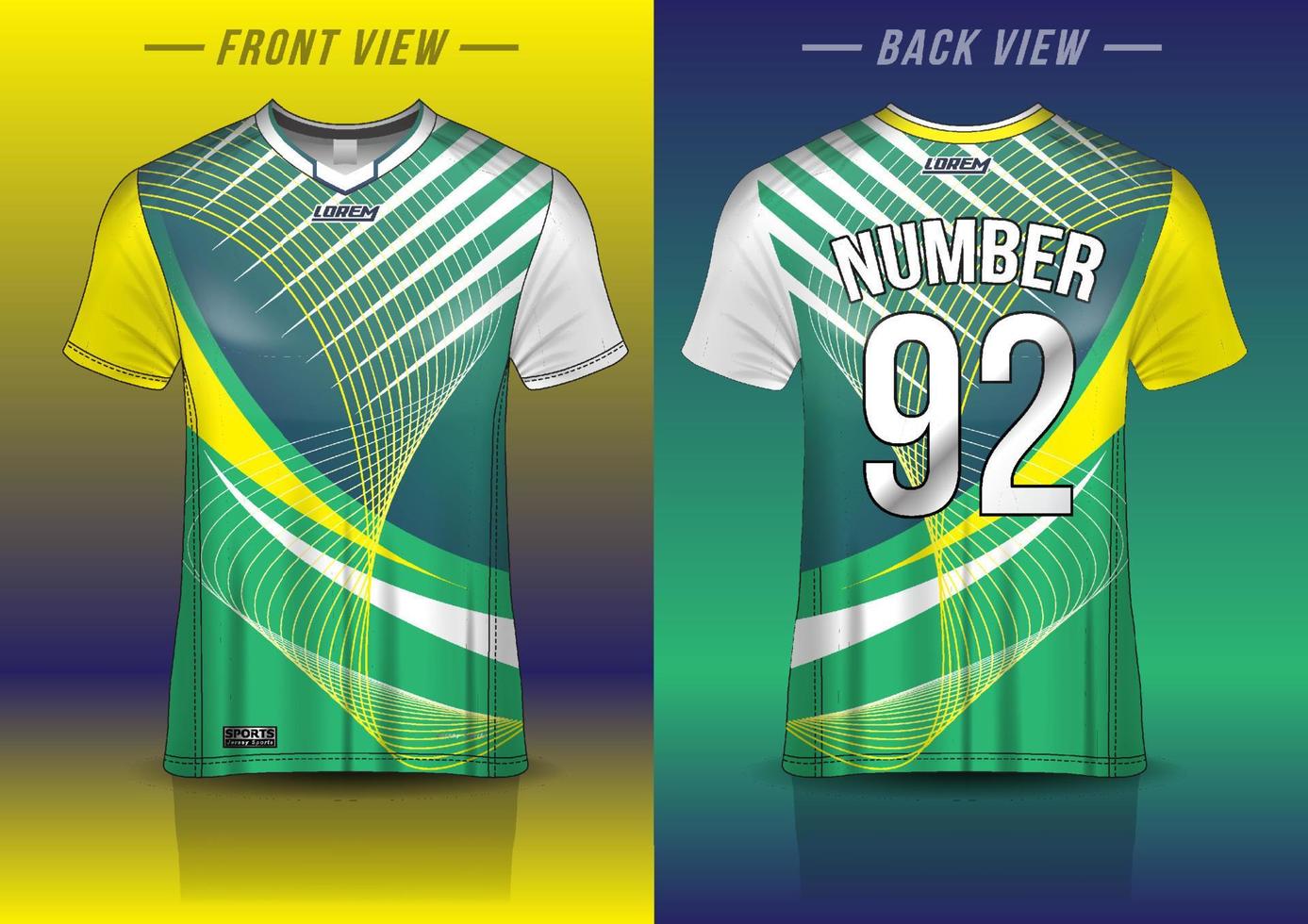 modelo de design de camisa de esporte de jersey para o esporte de futebol, basquete, uniforme em execução na vista frontal, vista traseira. vetor de maquete de camisa, design muito simples e fácil de personalizar