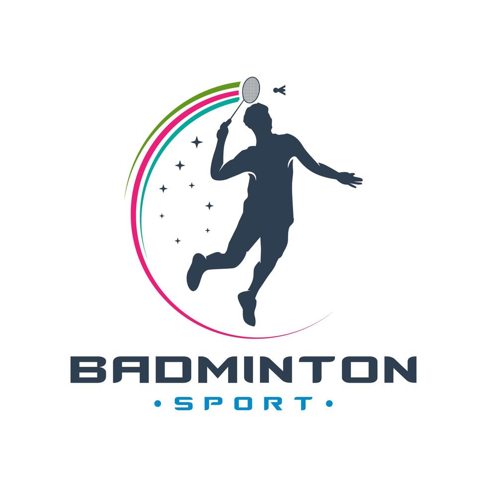 logotipo de esportes de badminton masculino vetor