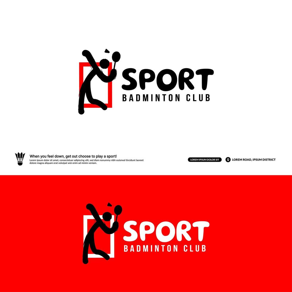 modelo de design de logotipo de clube de badminton, conceito de logotipo de torneios de badminton. identidade da equipe de badminton isolada no fundo branco, ilustrações vetoriais de design de símbolo de esporte abstrato vetor